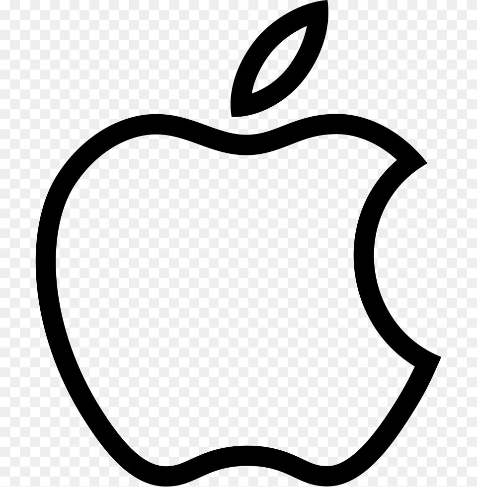 Social Apple Outline Apple Logo Black White Outline, Food, Fruit, Plant, Produce Png