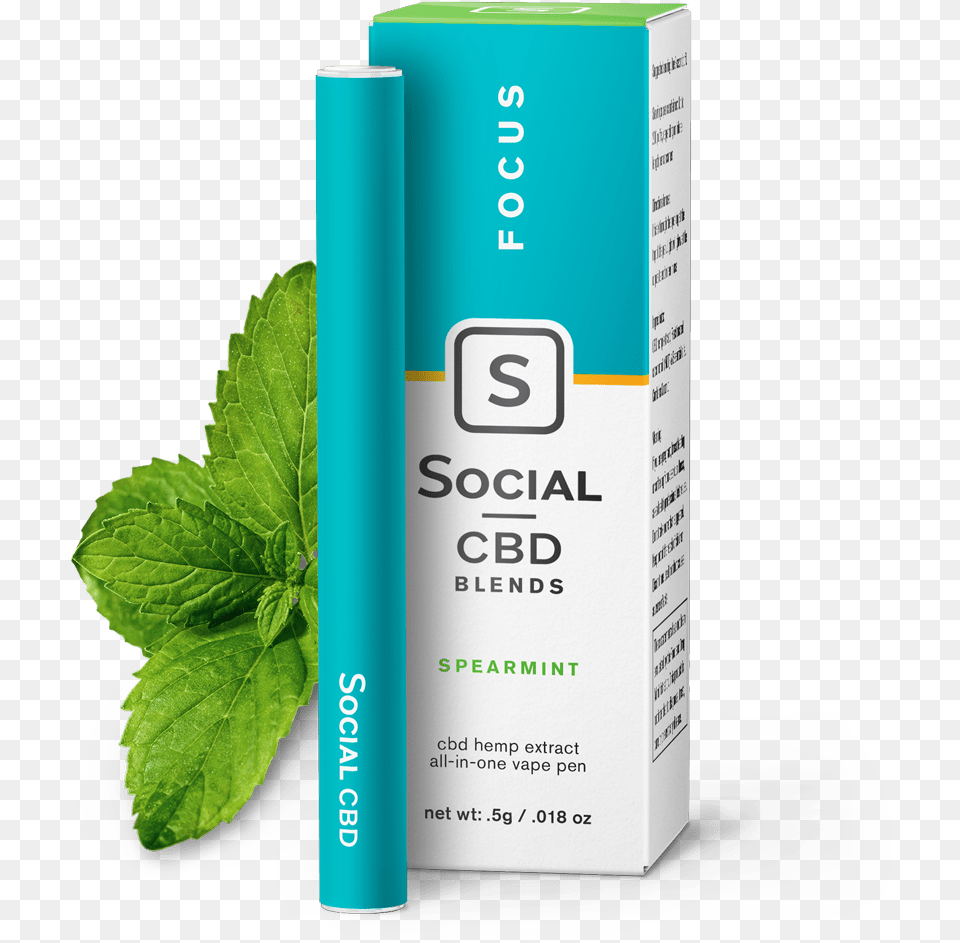 Social Cbd Blends Focus Spearmint Social Cbd Pen, Herbal, Herbs, Mint, Plant Free Transparent Png