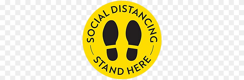 Social Distancing Yellow Round Sticker, Logo Free Transparent Png