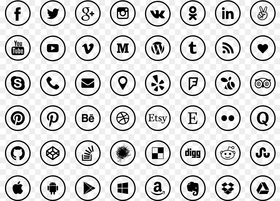 Social Icons Contact And Social Media Icons, Gray Free Png Download