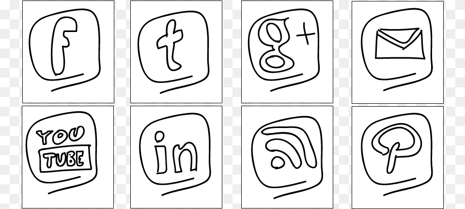 Social Media Icon Set Rainy Style Illustration, Number, Symbol, Text Free Png