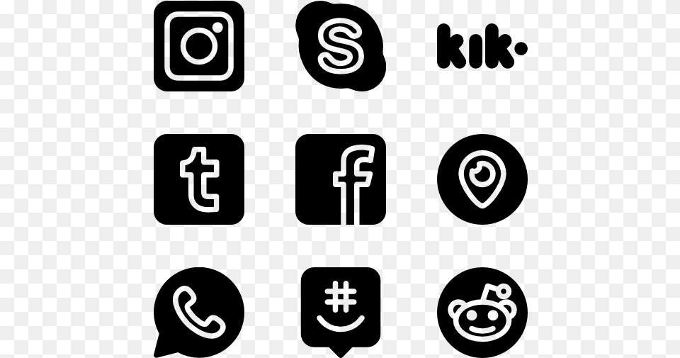 Social Media Icons Black, Gray Free Transparent Png
