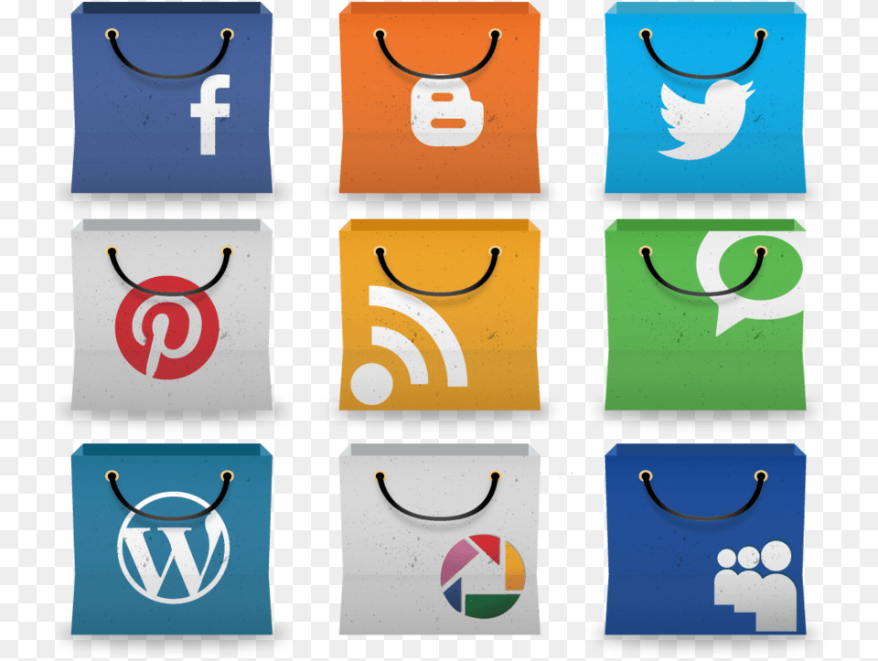 Social Media Icons In Shopping Bag By Kudah D6qj8e1 Social Media Online Shop Free Png Download