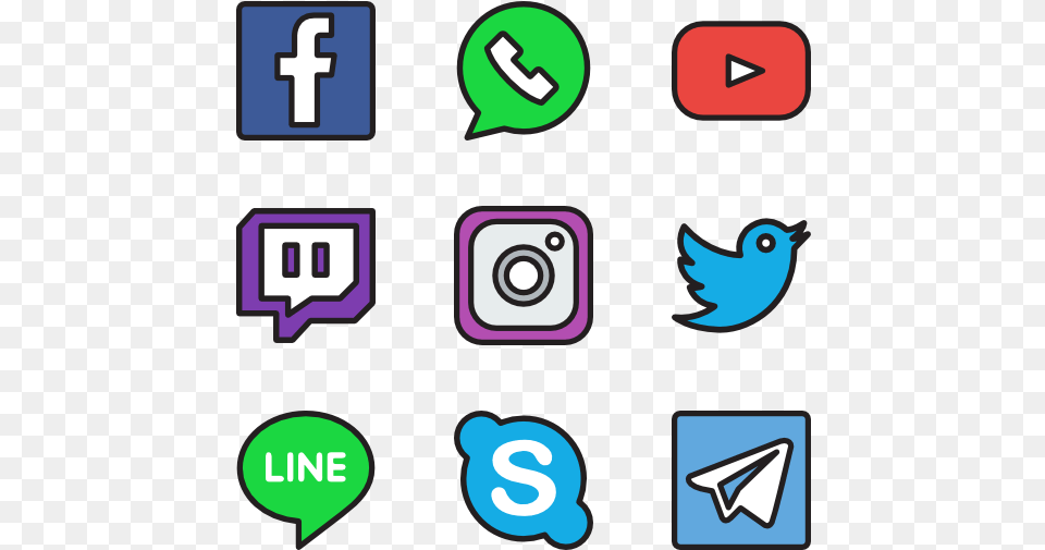 Social Media Icons Straight Line, Animal, Bird, Text Free Png