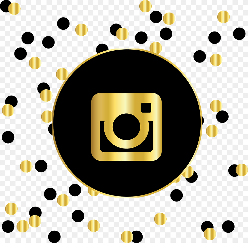 Social Media Icons Website Symbol Circle Black And Gold Instagram Icon, Lighting, Text Free Png