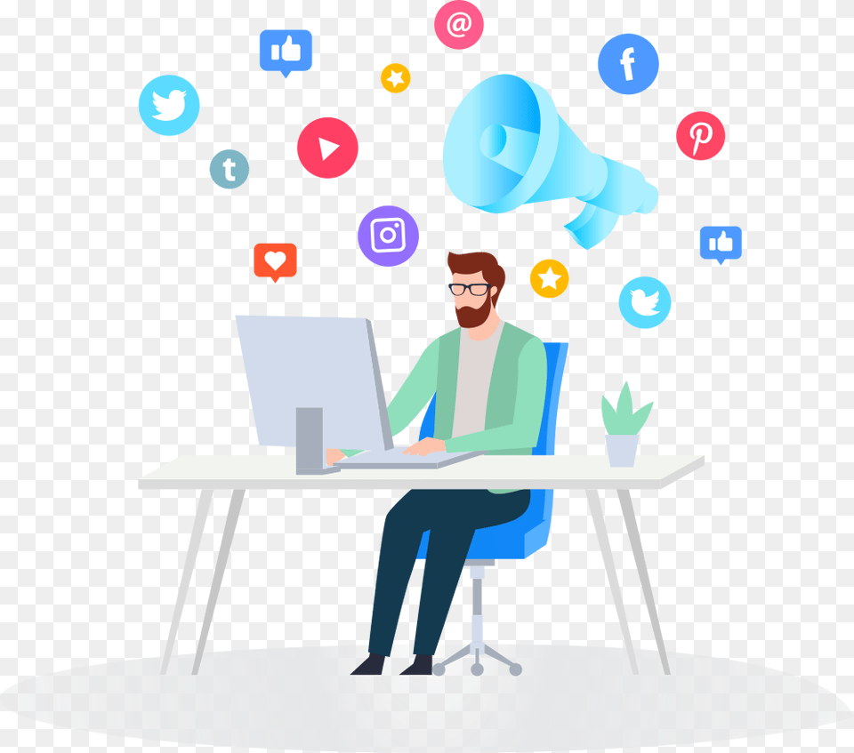 Social Media Marketing Pages, Table, Furniture, Person, Man Free Transparent Png