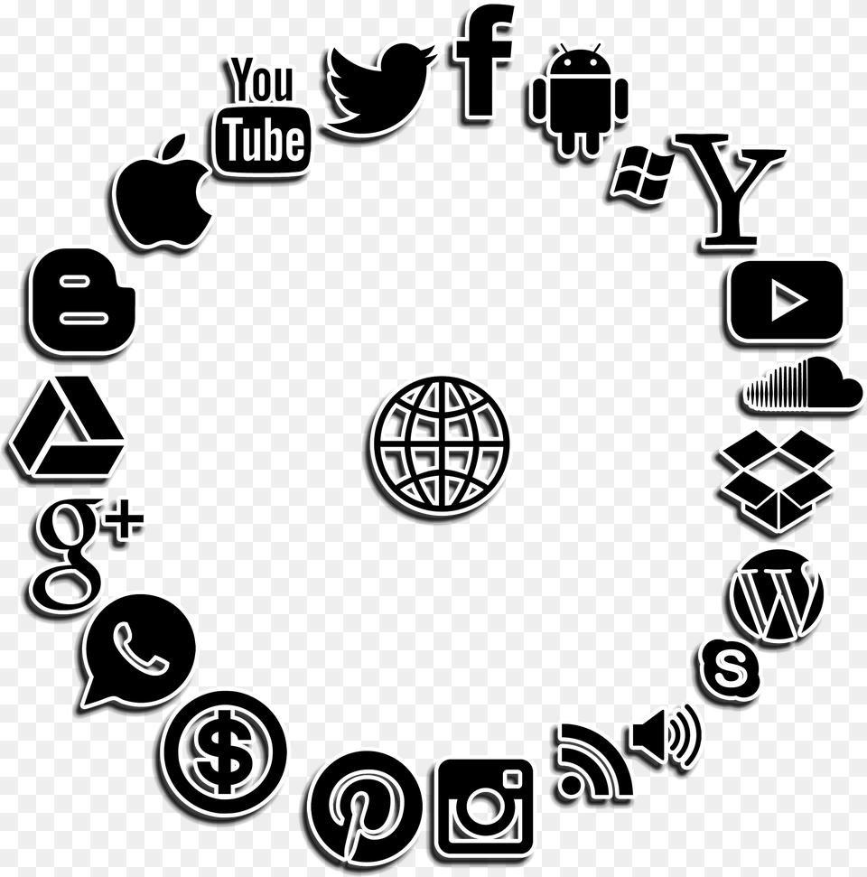Social Media Structure Internet Network Social Internet Black Amp White, Symbol, Disk Free Transparent Png