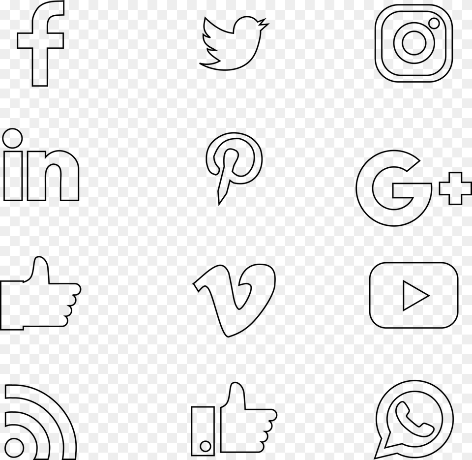 Social Media Thin Pattern, Gray Free Transparent Png