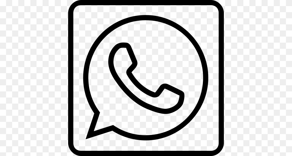 Social Media Whatsapp Outline Icon, Gray Free Transparent Png