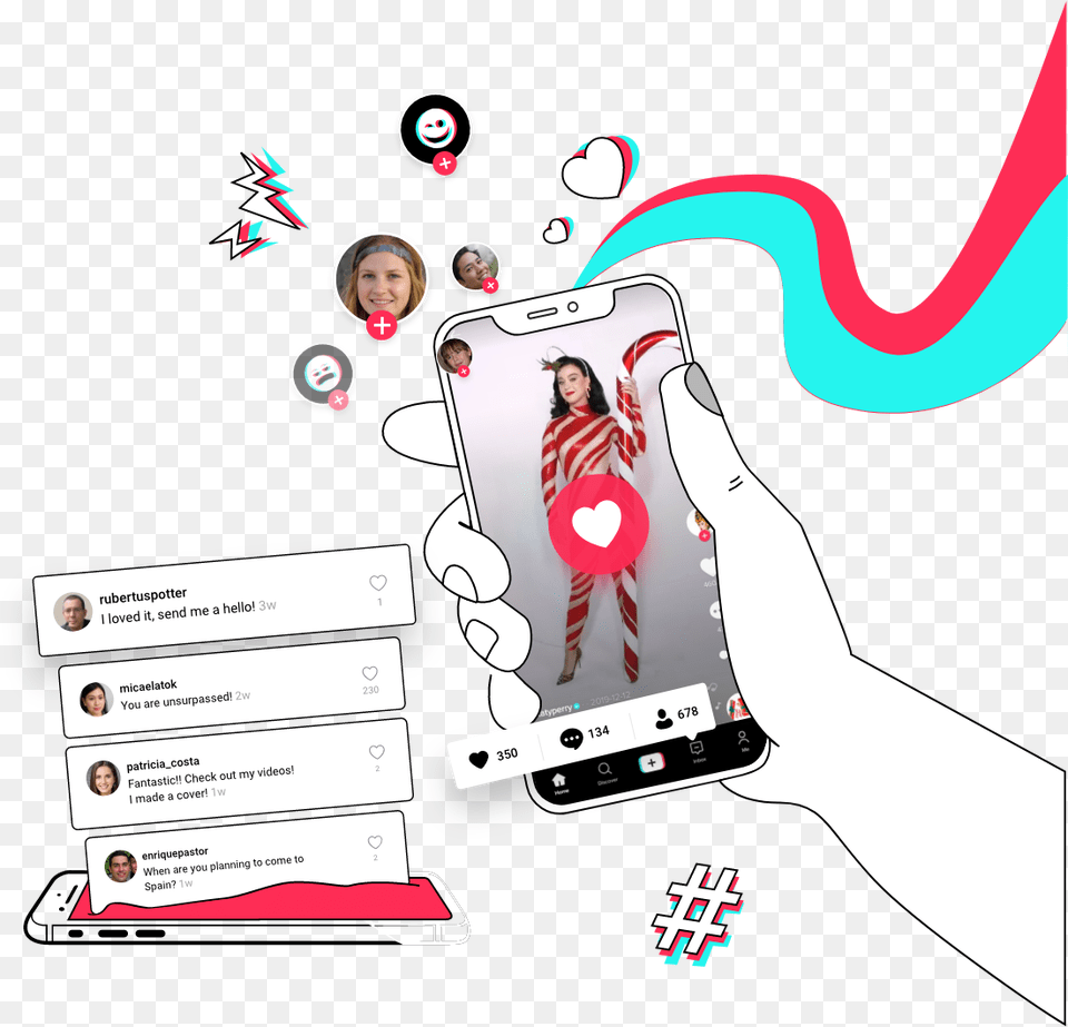 Socialflight Tiktok Cartoon, Electronics, Phone, Mobile Phone, Person Free Png