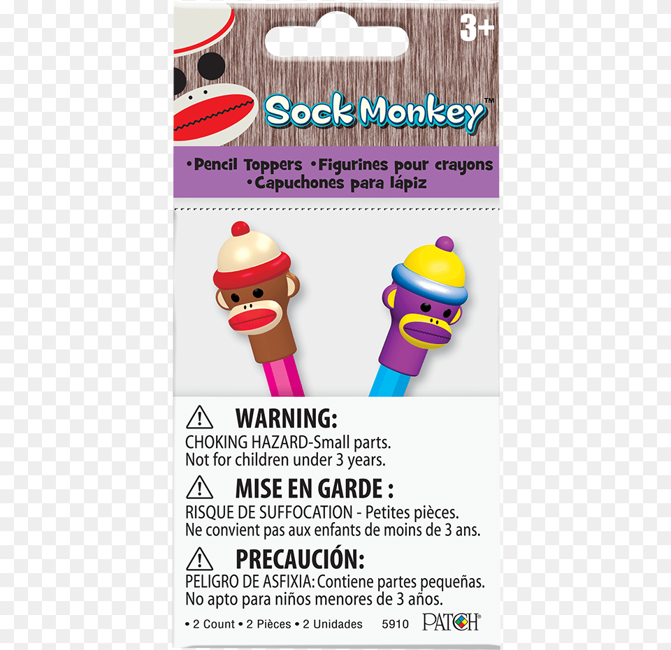 Sock Monkey Pencil Toppers Patch Products Sock Monkey Pencil Toppers 2 Pack, Advertisement, Poster Free Transparent Png