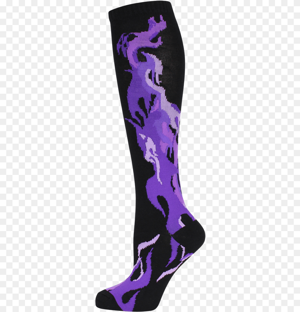 Socks Black Socks With Purple Flames, Clothing, Hosiery, Sock, Adult Png