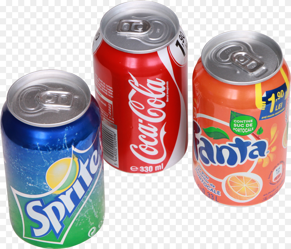 Soda Cans Cola Fanta Sprite Soft Drink Can, Tin, Beverage Png Image