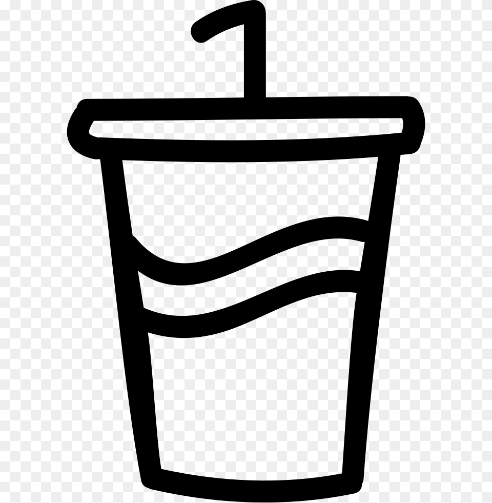 Soda Glass With A Straw Hand Drawn Symbol Icon, Bucket Free Png Download