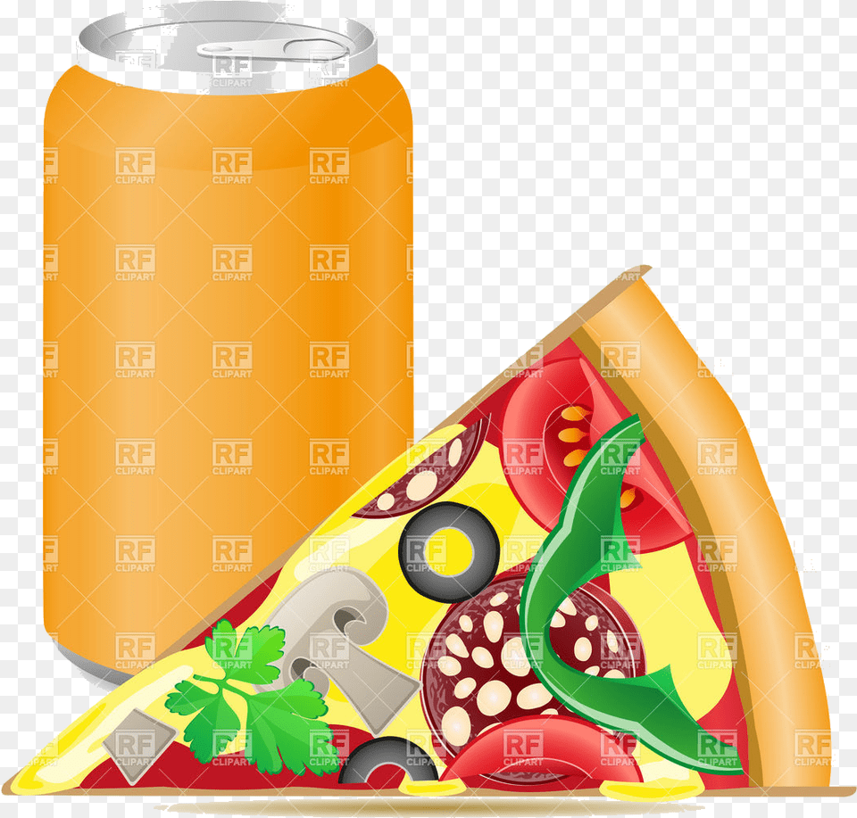 Soda Pizza And Aluminum Cans With Vector Image Illustration Pizza And Pop Clip Art, Food, Beverage, Juice, Can Free Transparent Png