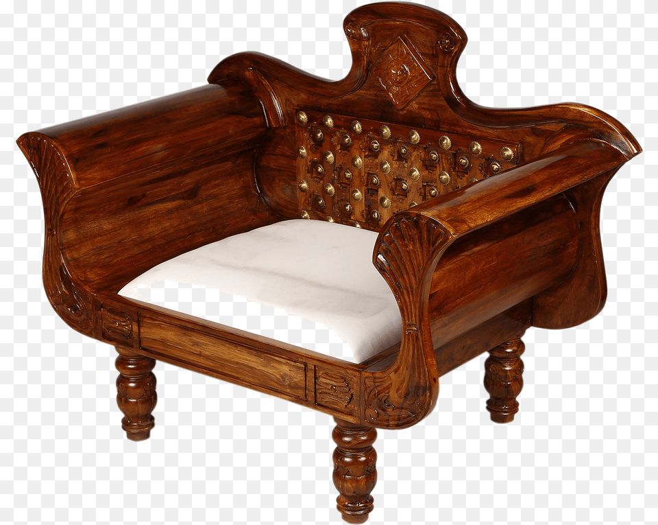 Sofa Chair Brass Work Maharaja Club Chair, Furniture, Armchair Png Image