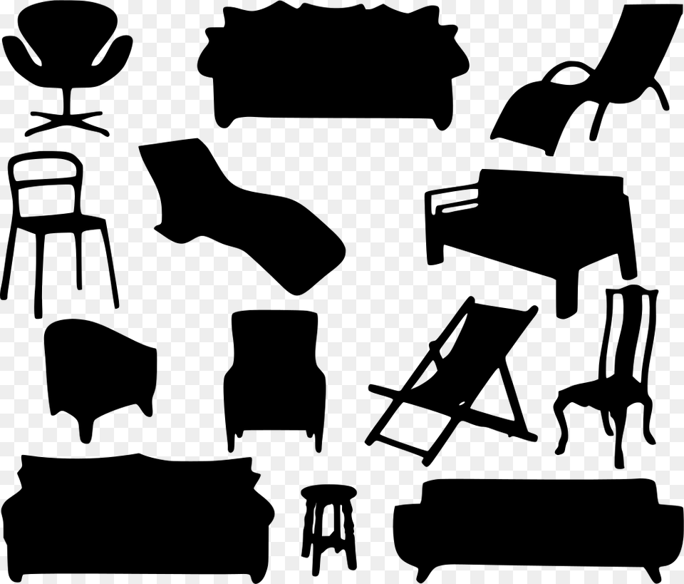 Sofa Clipart Home Furniture Furniture Clipart Black And White, Gray Free Png