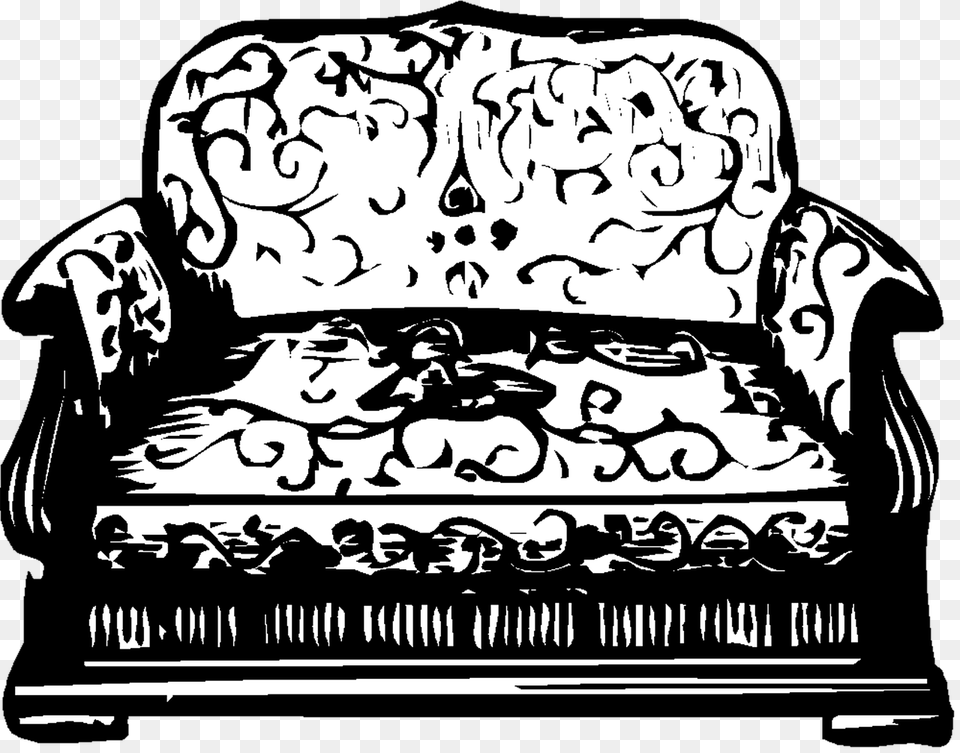 Sofa Couch Vintage Picture Mebel Chernobelaya, Furniture, Stencil, Chair, Baby Free Png Download