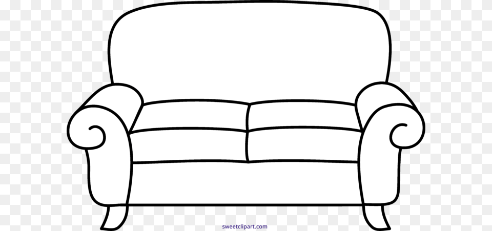 Sofa Line Art Clipart, Couch, Furniture, Chair, Armchair Png Image