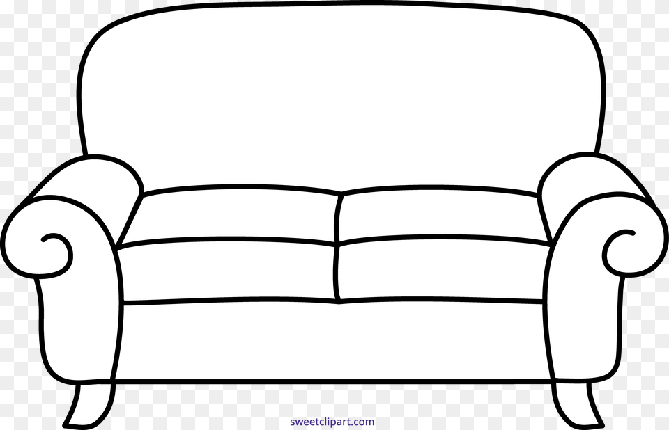 Sofa Line Art Clipart, Couch, Furniture, Chair, Armchair Png