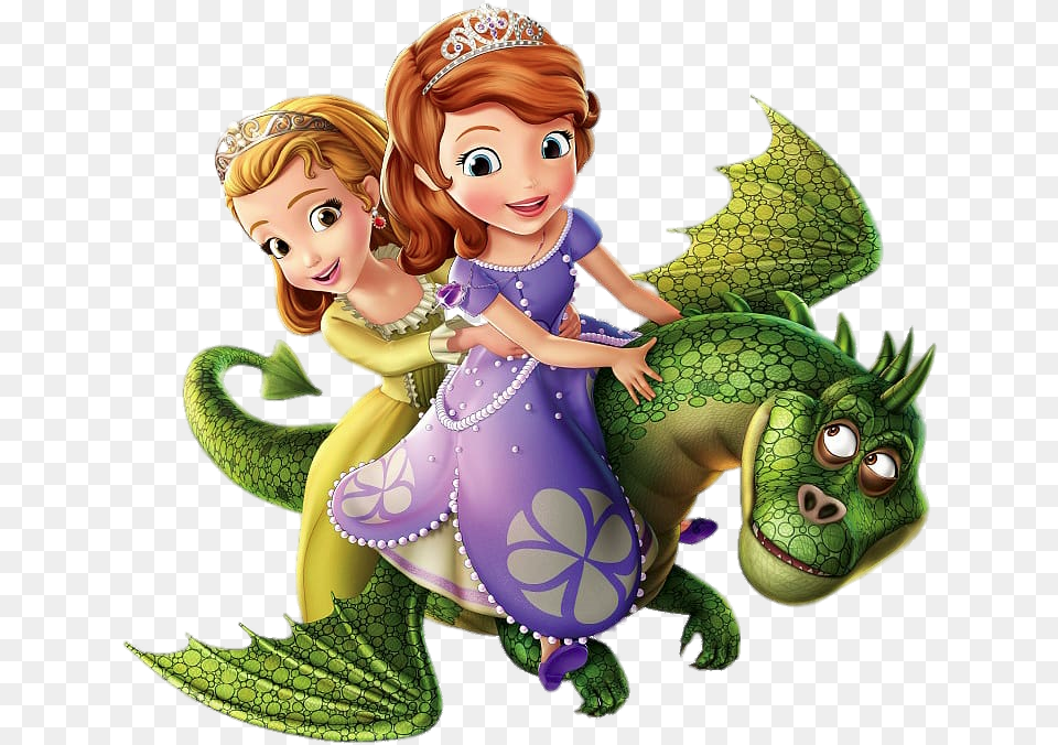 Sofia The First And Rapunzel Sofia The First With Dragon, Doll, Toy, Face, Head Png
