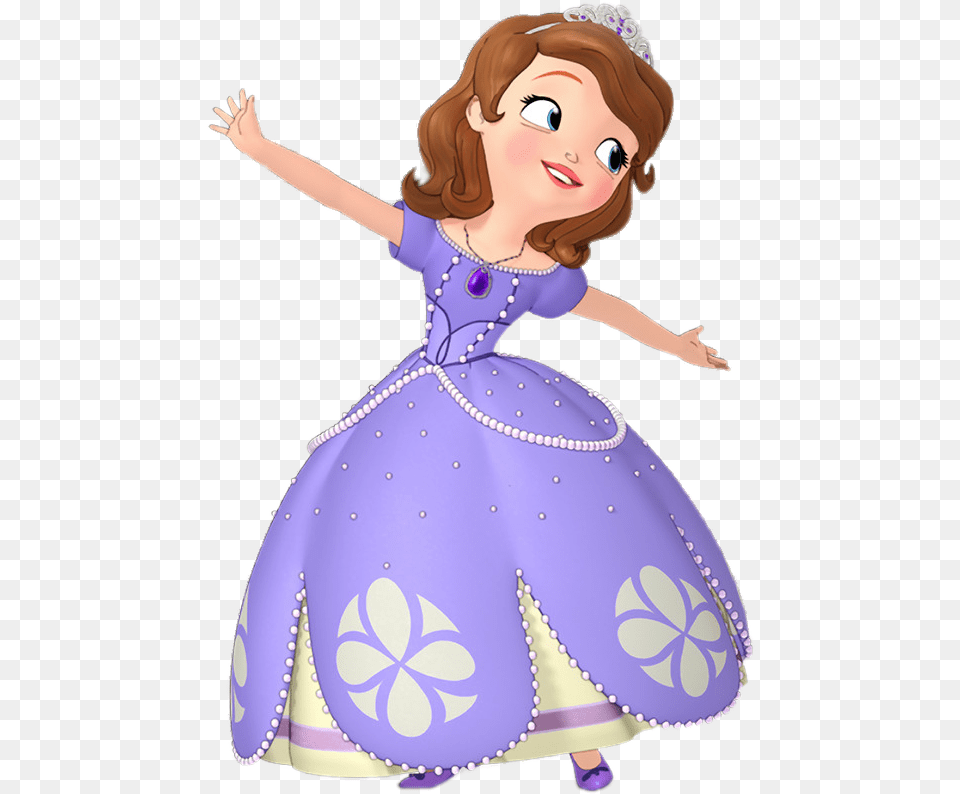 Sofia The First Arms Wide Sofia The First, Clothing, Dress, Child, Person Free Png Download