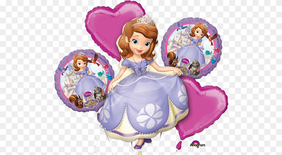 Sofia The First Balloon Bouquet Sofia The First Balloons, Doll, Toy, Baby, Person Png