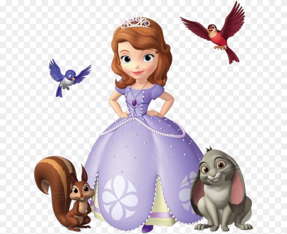 Sofia The First With Animal Friends Sofia The 1st, Toy, Doll, Bird, Person Free Png