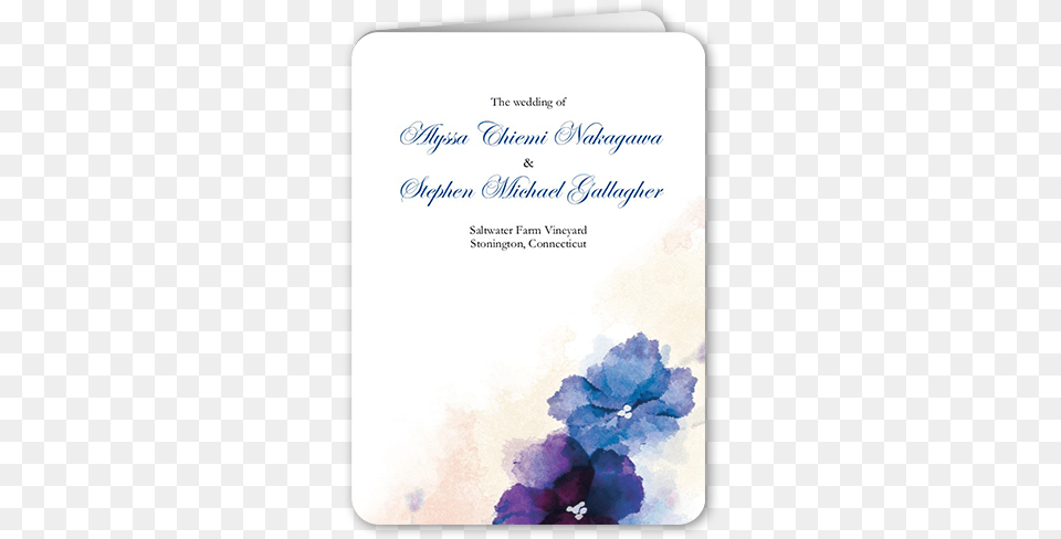 Soft Bougainvillea Wedding Program Blue Wedding Invitation, Book, Publication, Flower, Plant Free Transparent Png