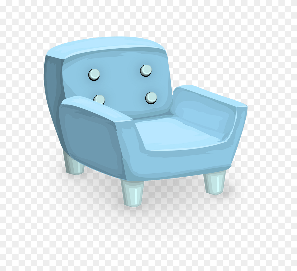 Soft Light Blue Armchair Clipart, Chair, Furniture, Plant, Lawn Mower Free Png