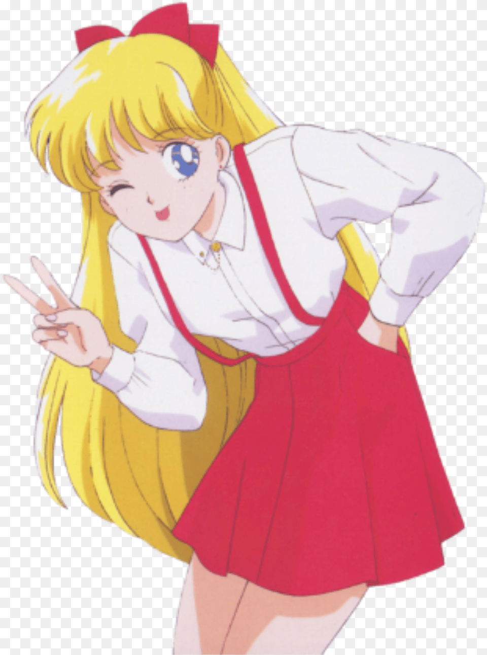 Soft Sailormoon Anime Peace Sign Wink Sticker By Sailor Venus, Adult, Book, Comics, Female Free Png Download