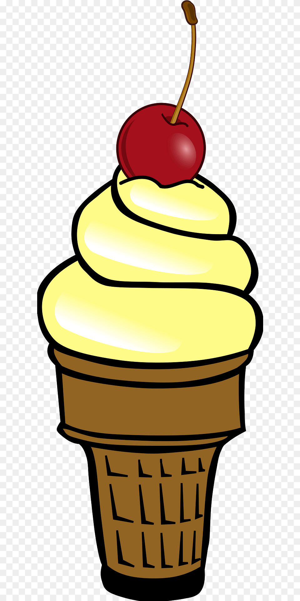 Soft Serve Ice Cream Cone With Cherry On Top Clipart, Dessert, Food, Ice Cream, Cake Free Transparent Png
