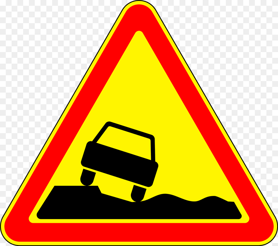 Soft Verges Sign In Ukraine Clipart, Symbol, Road Sign, Dynamite, Weapon Free Png Download