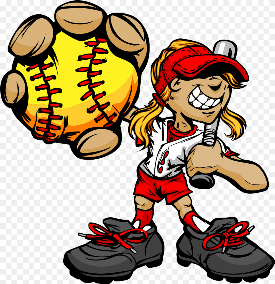 Softball Girl Cartoon, Person, People, Baby, Publication Free Png