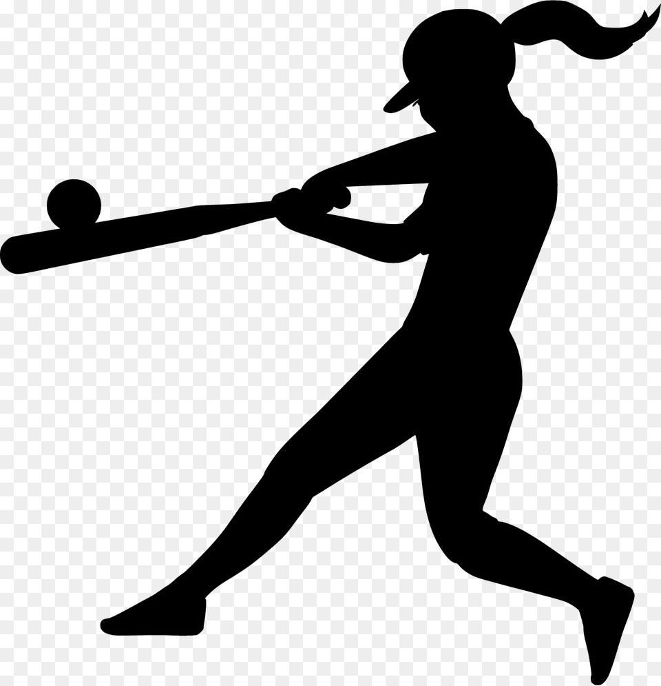 Softball Player Silhouette, People, Person, Baseball, Baseball Bat Free Png