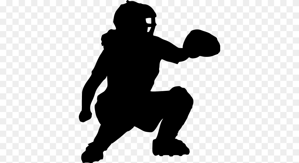 Softball Silhouette At Getdrawings Silhouette Softball Catcher Clipart, Gray Png Image
