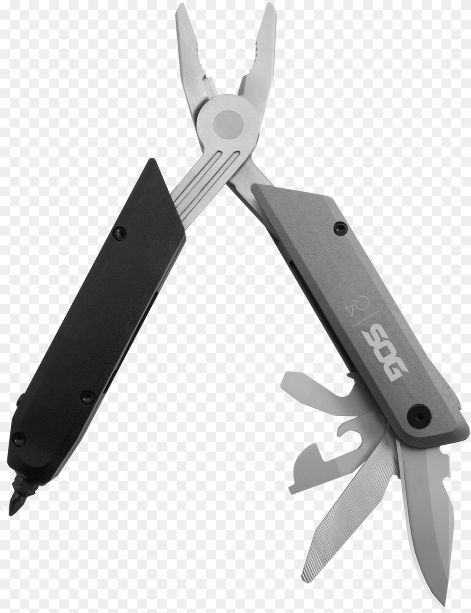 Sog Baton Q4 Black Amp Grey Anodized 10 Tool Multi Tool Sog Baton, Device, Blade, Dagger, Knife Png Image