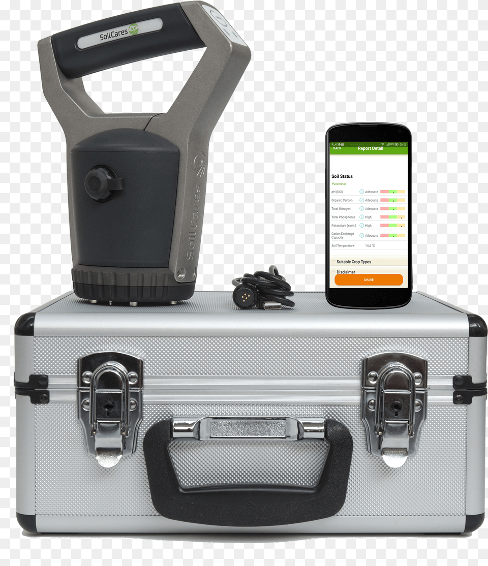 Soilcares Scanner With Npk App Screen Soilcares Scanner, Bag, Electronics, Mobile Phone, Phone Free Transparent Png