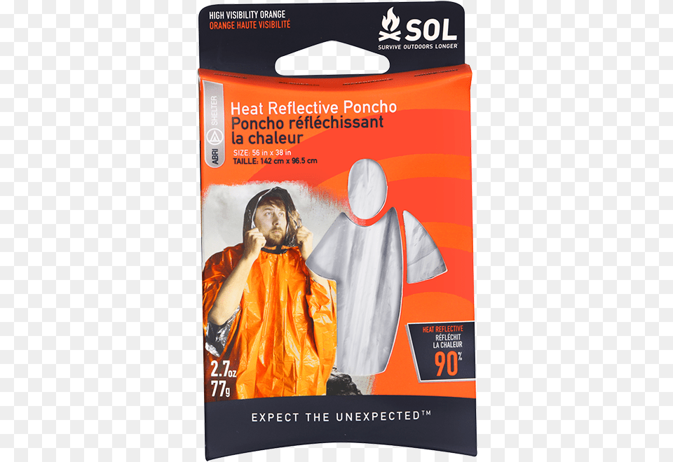 Sol Heat Reflective Survival Poncho Sol Heat Reflective False Adventure Medical Sol Series Rescue Flash Mirror, Clothing, Coat, Adult, Female Free Png Download