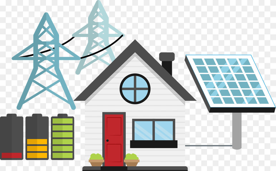 Solar Energy Clipart Easy Home, Neighborhood, Cable, Power Lines, Electric Transmission Tower Free Transparent Png