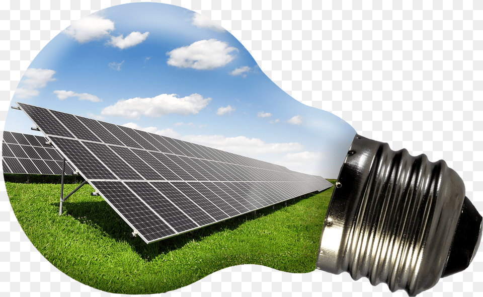 Solar Energy Light Bulb And Nuclear Energy, Electrical Device, Solar Panels Png Image