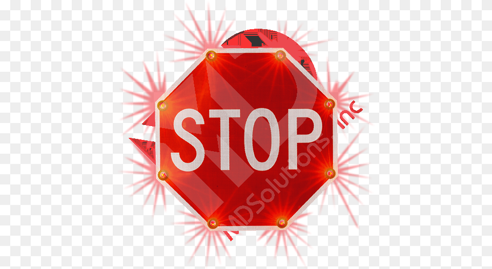 Solar Stop Sign With Led Lights Graphic Design, Road Sign, Symbol, Stopsign Free Transparent Png