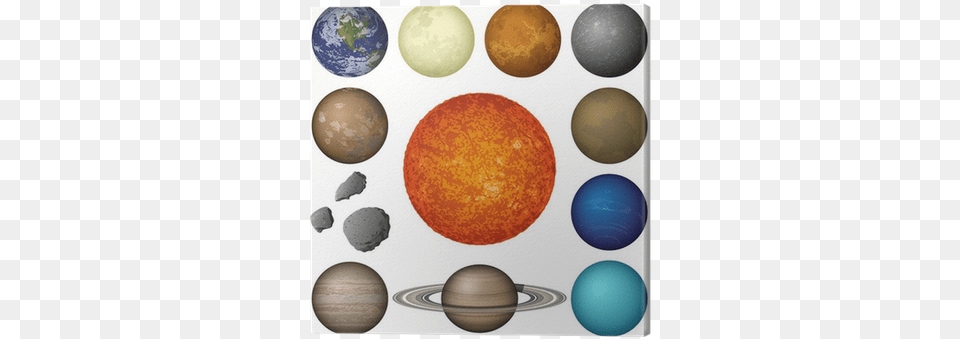 Solar System Planets And Moon Set Canvas Print Pixers Planets And Solar System In White Back Ground, Astronomy, Planet, Outer Space, Globe Png