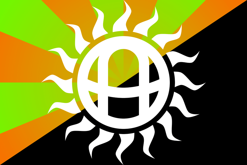 Solarpunk Anarchist Flag With Logo Clipart, Emblem, Symbol Png Image
