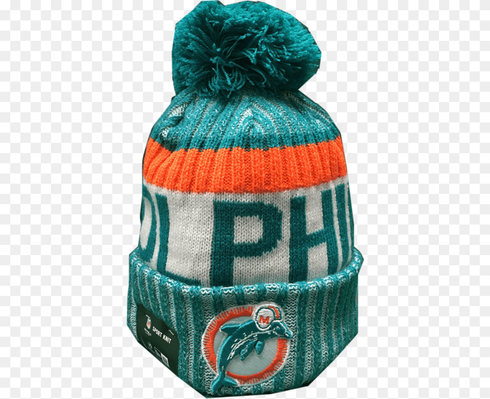 Sold Out Miami Dolphins Nfl 17 Sideline Retro Pom Toque Retro Miami Dolphins Beanie, Cap, Clothing, Hat, Knitwear Png Image