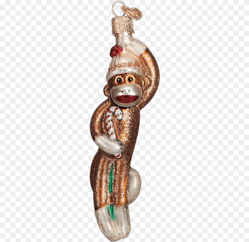 Sold Out Old World Christmas Sock Monkey Ornament, Figurine, Person, Face, Head Free Png