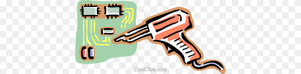 Soldering Guns With Circuit Board Royalty Free Vector Clip Art, Device, Firearm, Gun, Handgun Png Image