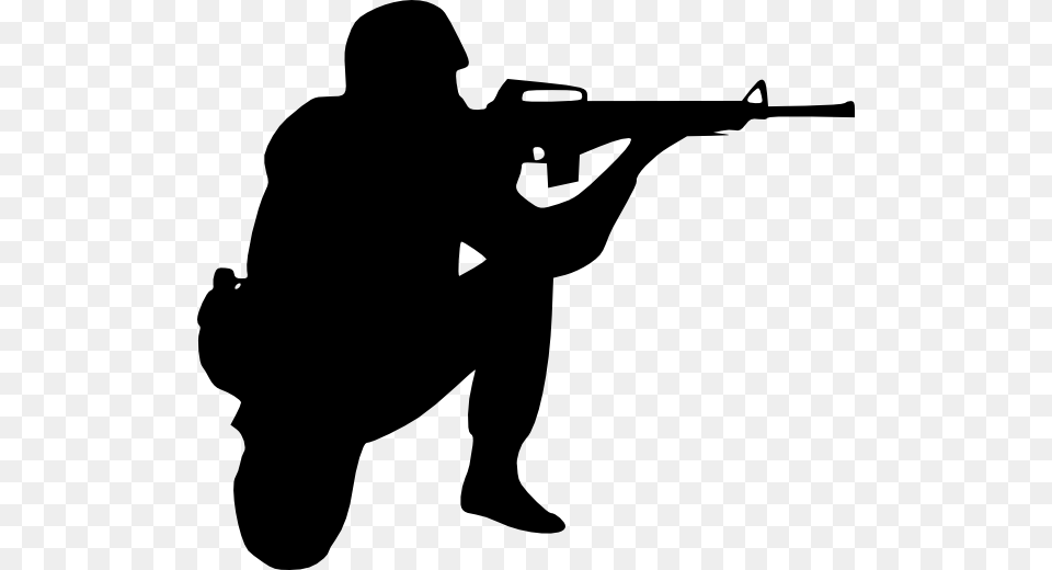 Soldier Aiming Clipart, Firearm, Gun, Rifle, Silhouette Png Image