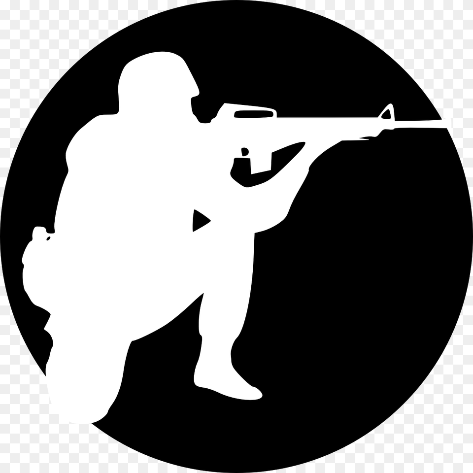 Soldier Aiming Weapon Photo Soldier In A Circle, Firearm, Gun, Rifle, Silhouette Png Image