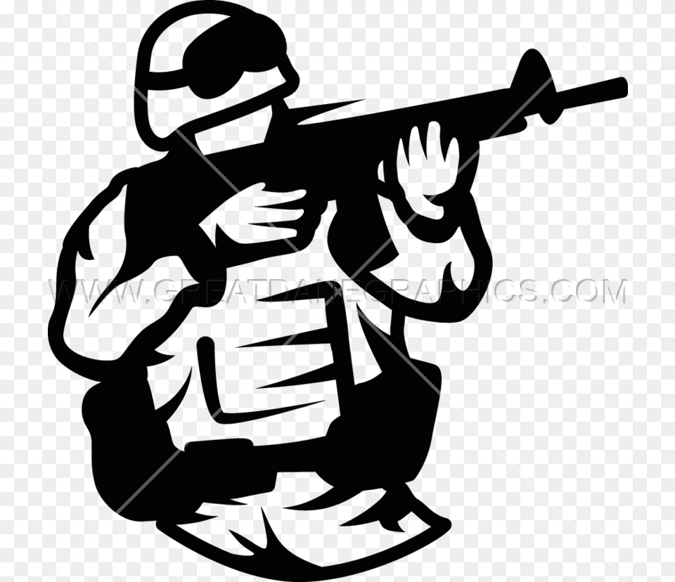 Soldier Black And White, Kneeling, Person, Firearm, Weapon Png